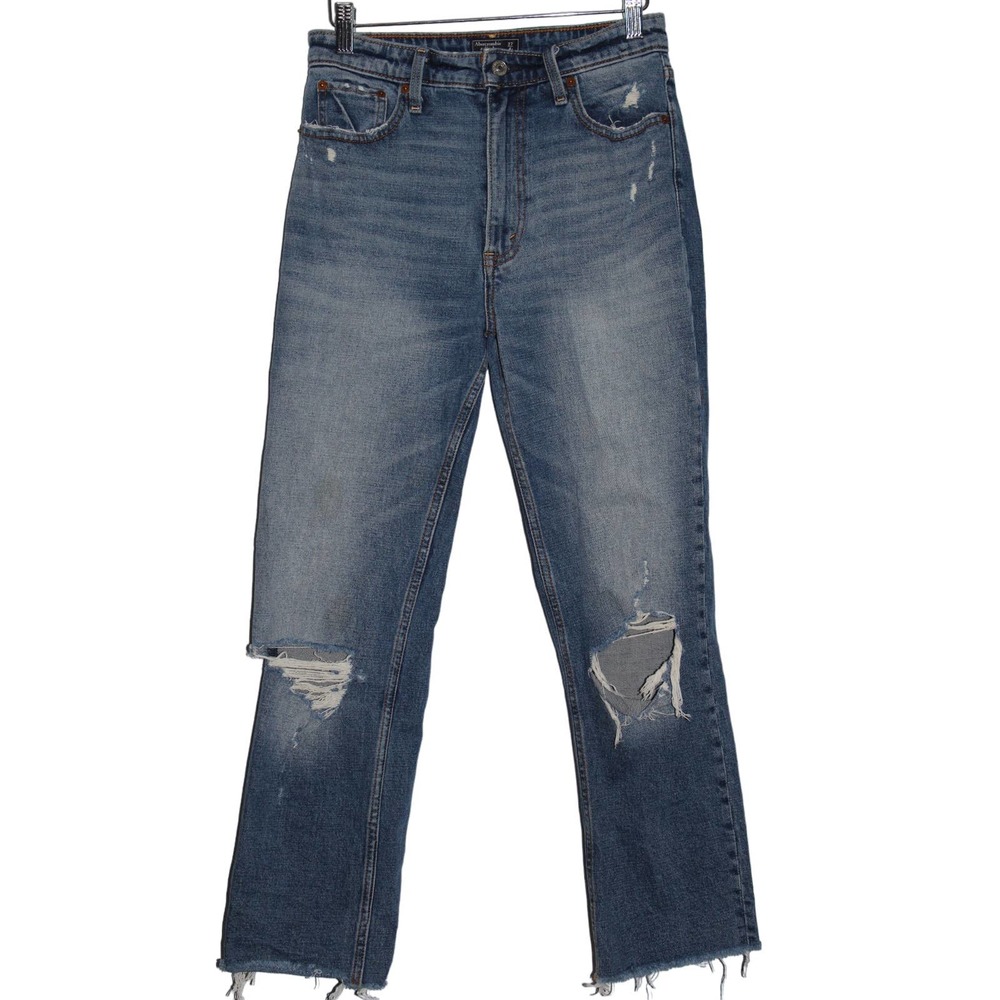 Abercrombie & Fitch Zoe Natural Rise Ankle Straight Blue Denim Jeans Size 27 / 4